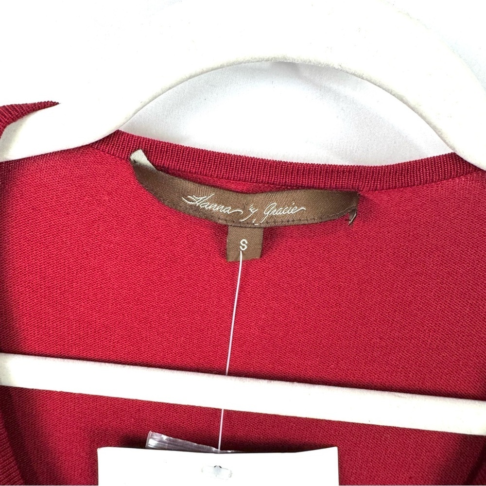 Vintage NWT Hanna & Gracie Red Embellished Silk Bolero Sweater Top Women’s Sz SP - Picture 4 of 11